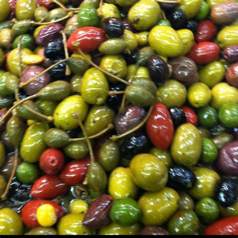 Seven olives salad Green Sicilian Black Greek Gaeta Red cerignola Green ...