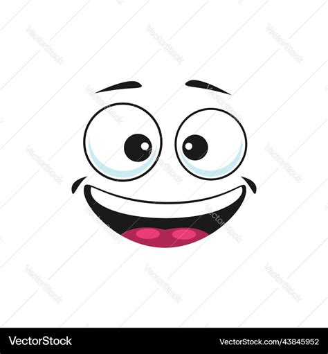 Happy cartoon face isolated wide glad smile Vector Image