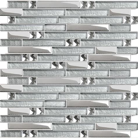 Silver Coated Glass Tile Clear Crystal Backsplash Kitchen and Bathroom