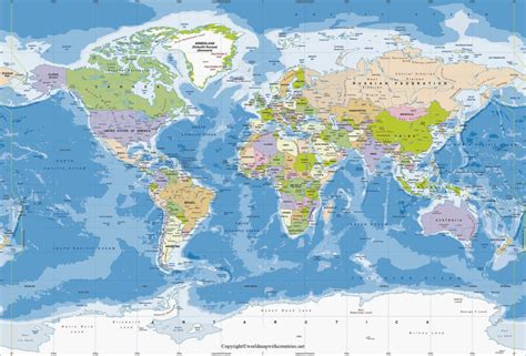 4 Free Printable World Map with Latitude and Longitude | World Map With ...