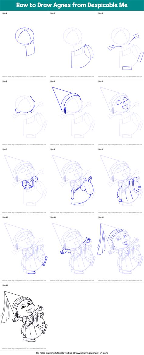 How to Draw Agnes from Despicable Me printable step by step drawing ...