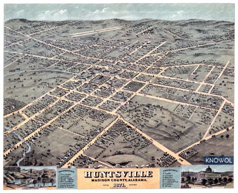 Beautifully restored map of Huntsville, Alabama from 1871 - KNOWOL