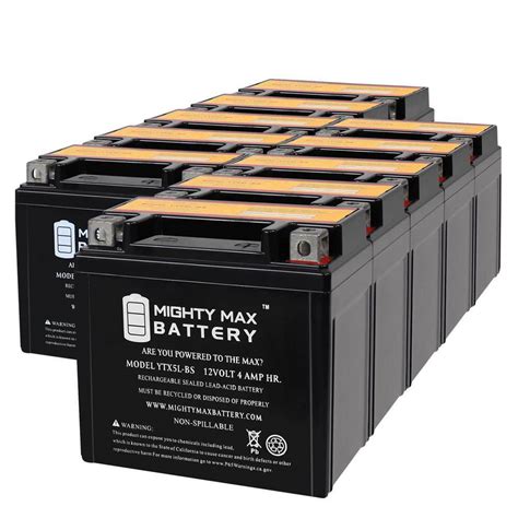 MIGHTY MAX BATTERY YTX5L-BS 12V 4AH - 80 CCA Rechargeable Powersport ...