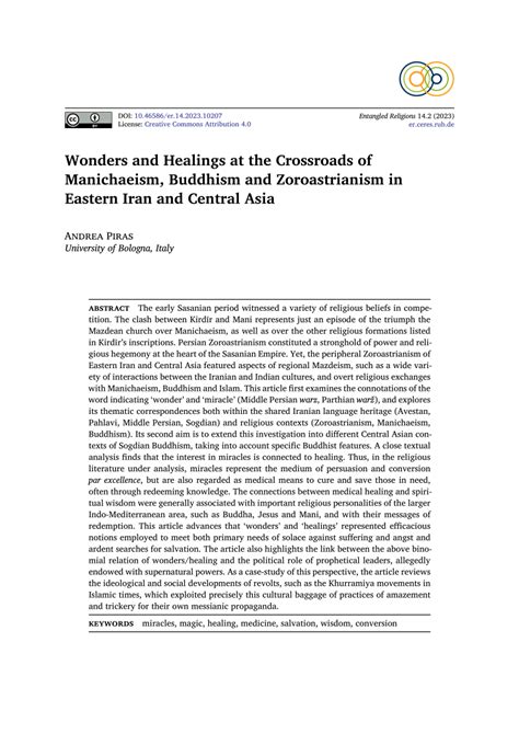 (PDF) Wonders and Healings at the Crossroads of Manichaeism, Buddhism ...