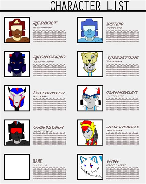 My RP Character List! (WIP) by liongirl2289 on DeviantArt