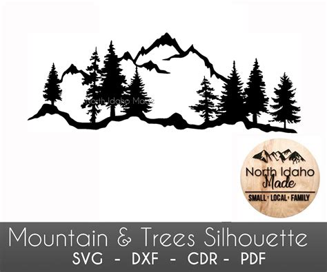 Mountain With Trees Silhouette Instant Download DXF SVG PDF - Etsy