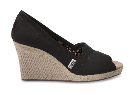 Toms Black Canvas Women's Wedges in Black - Save 31% | Lyst