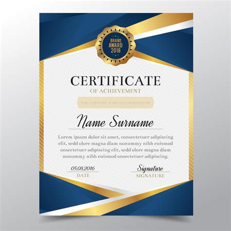 Certificate template with Luxury golden and blue elegant design ...