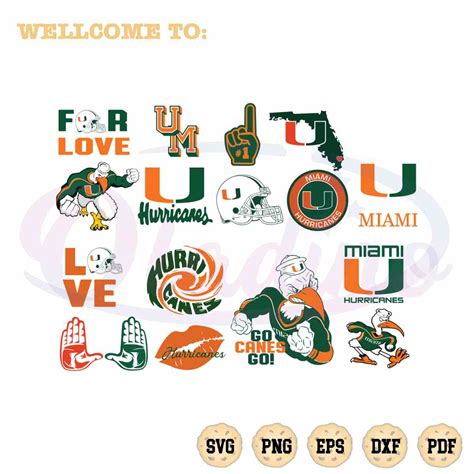 Miami Hurricanes Bundle SVG Miami University Team File For Cricut