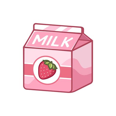 Small strawberry milk carton clipart element. Cute simple flat vector ...