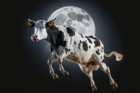 Cow Jumping Over the Moon Generative AI Stock Illustration ...