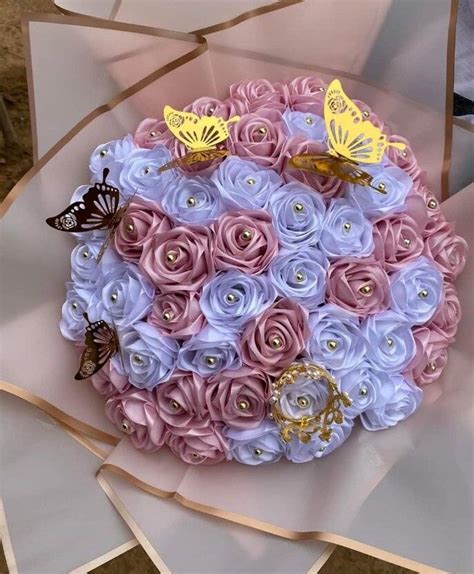 Eternal Rose Bouquet/ramo Buchon De 50 Rosas/ Ribbon Rose Bouquets ...