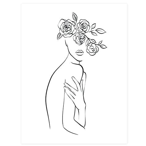 Buy Black and White Minimalist Line Art Wall Decor, 12x16 inch Unframed ...