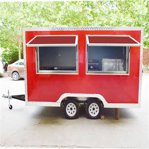 Eye-catching Red Mobile Kitchen Truck Street Mobile Cart