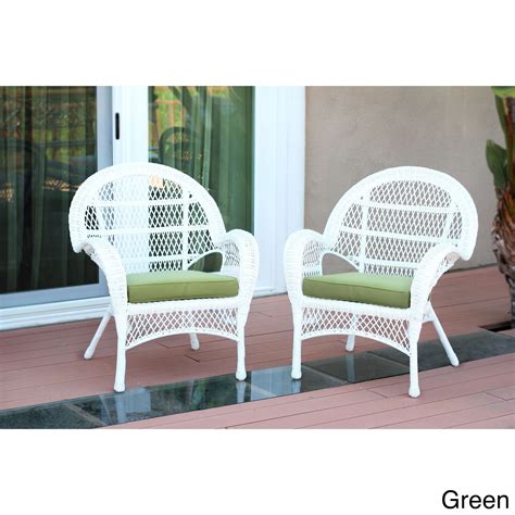 Santa Maria White Wicker Chair With Cushion (Set of 2) | White wicker ...