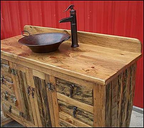 Rustic Log Bathroom Vanity 54 Copper Vessel Sink - Etsy | Rustic ...