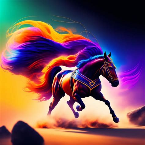 A colorful horse running on desert - art by ahmad - Digital Art ...