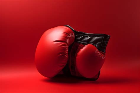 Premium AI Image | Red boxing gloves on a red background with copyspace