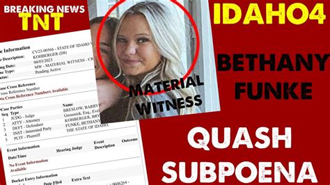 Idaho4 | Bethany Funke wants her Subpoena Quashed! - YouTube