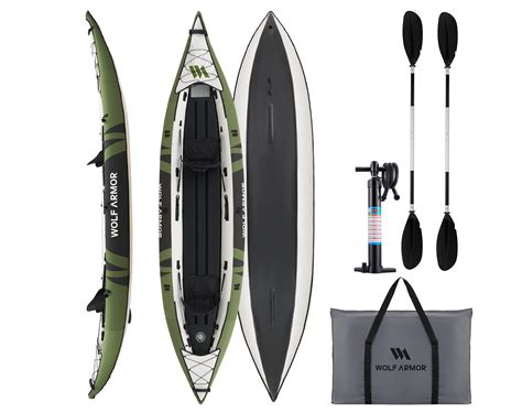 WOLF ARMOR Inflatable Recreational Touring Kayak with EVA Padded Seats ...