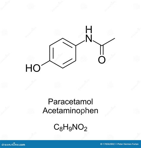 Paracetamol, Acetaminophen, Formula and Molecular Structure Stock ...