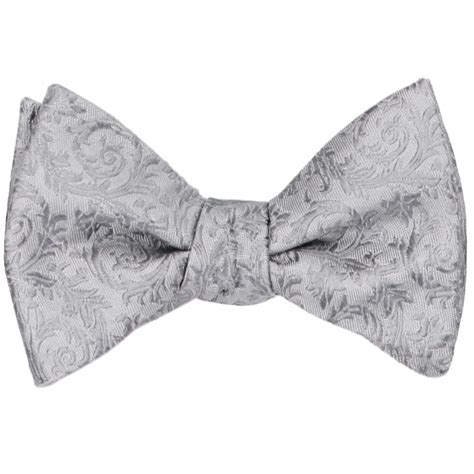 Light Silver Floral Silk Self-Tie Bow Tie | Shop at TieMart – TieMart, Inc.