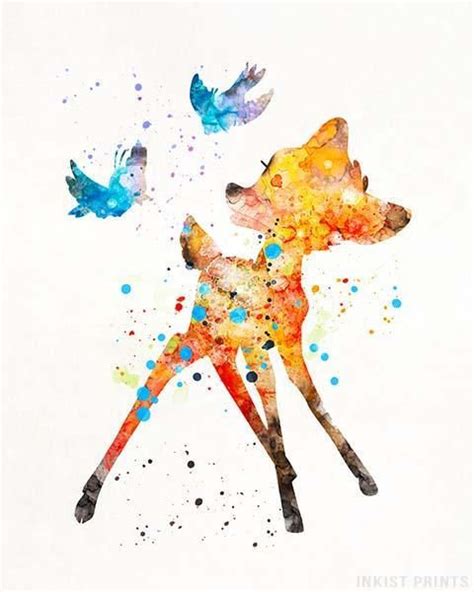 Bambi Disney Watercolor Wall Art Poster - Prices from $9.95 - Click ...