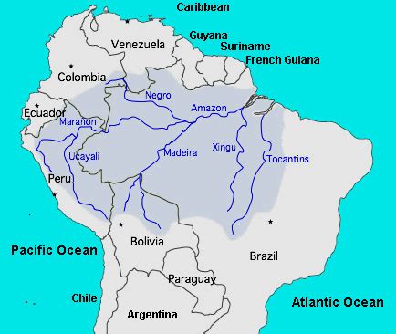 Amazon River South America, Map of Amazon River,