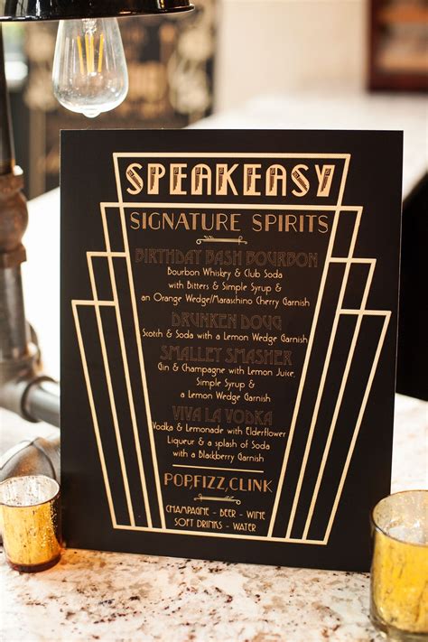 1920s Speakeasy Food Menu