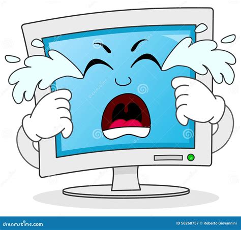 Sad Crying Computer Monitor Character Stock Vector - Image: 56268757