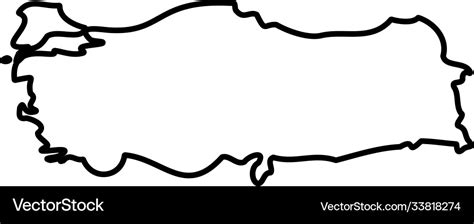 Turkey - solid black outline border map country Vector Image