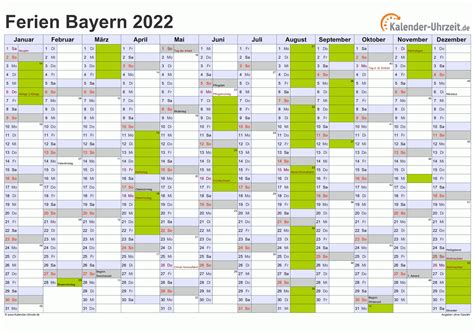 Kalender 2022 Bayern Mit Feiertagen Und Schulferien Zum Ausdrucken ...