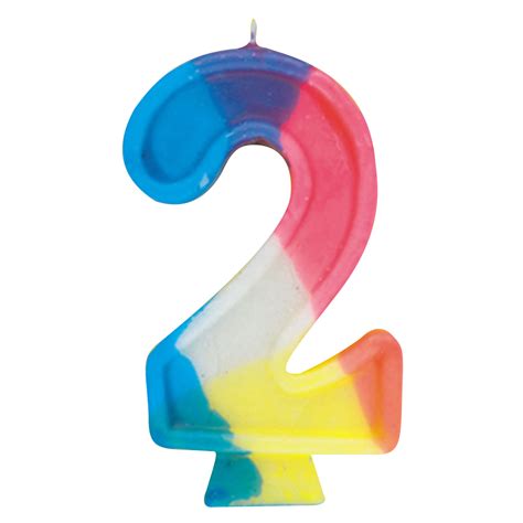 Number 2 Birthday Candle, 2.75 in, Multicolor, 1ct - Walmart.com