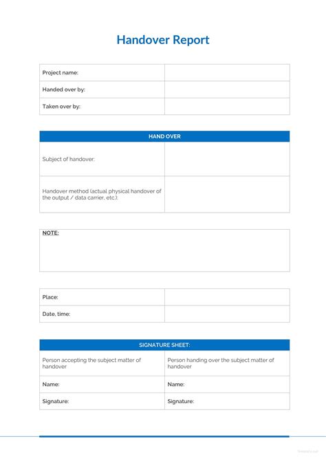 Free Handover Report Template Word - Nisma.Info