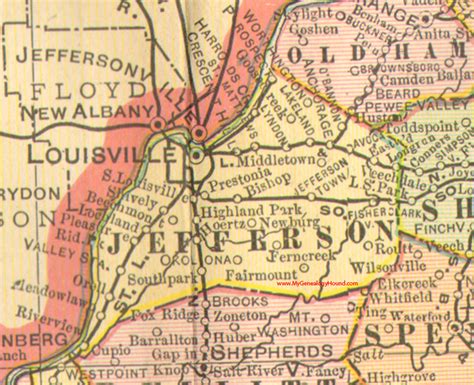 Jefferson County, Kentucky 1905 Map Louisville