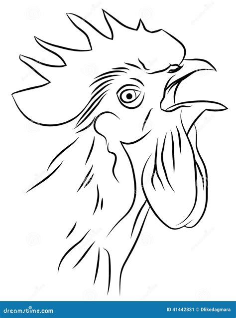 Sketch Of A Crowing Rooster Stock Vector - Image: 41442831