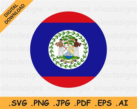 Belize Round Flag SVG Belizean Circle Banner Country - Etsy