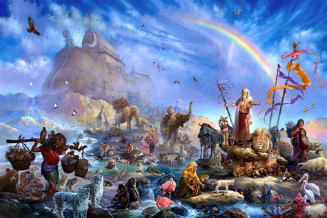 Noah's Ark Rainbow Redemption Giclee Art Oil painting printed on canvas ...