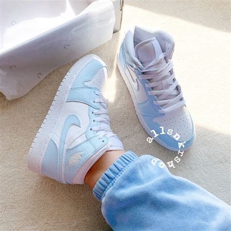 Baby Blue Nike Air Jordan 1 Mid Custom - Etsy