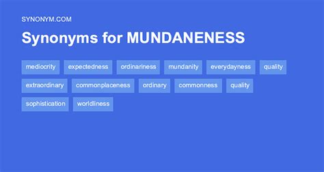 Another word for MUNDANENESS > Synonyms & Antonyms