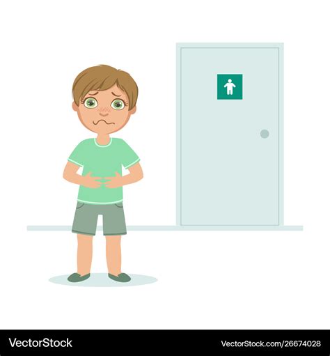 Boy with full bladder wanting to pee kid standing Vector Image