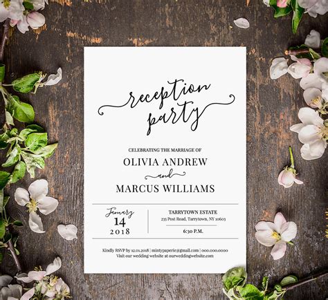 Printable Wedding Reception Invitations