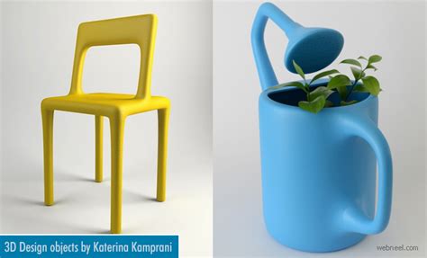 3D Model Designs of Quirky Household Objects by Katerina Kamprani