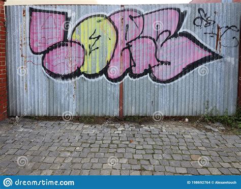 Graffiti On Metal Gate Background Editorial Photo | CartoonDealer.com ...