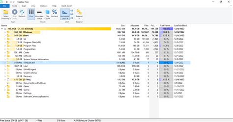 Hard disk space reducing everyday.Tree view allocated size and free ...