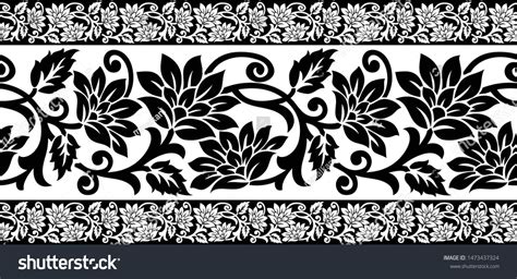 Traditional Seamless Indian Textile Floral Border Stock Vector (Royalty ...