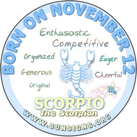 November 12 Zodiac Birthday Horoscope Personality | SunSigns.Org