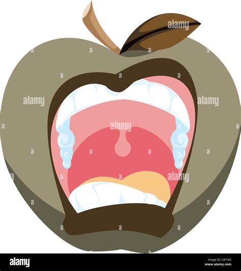 Cartoon icon of a screaming apple in a bad mood Stock Photo - Alamy