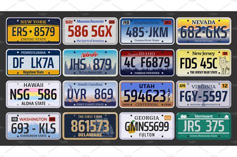 Car license plates, USA | Transportation Illustrations ~ Creative Market