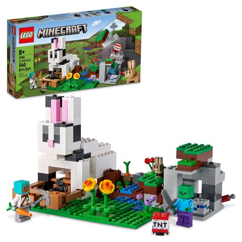 LEGO Minecraft The Rabbit Ranch House Farm Set, 21181 Animals Toy for ...